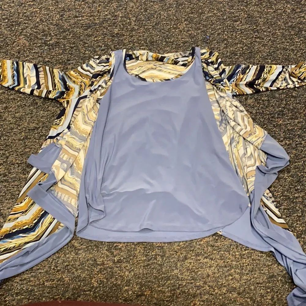 Attitudes Blue 2 piece cardigan top set sz. XS